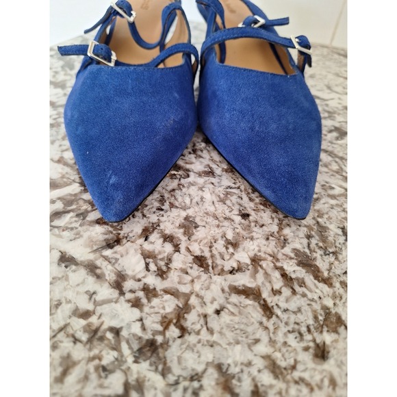 Madewell The Debbie Slingback Pump blue color‎ suede size 10.5 - Picture 2 of 10